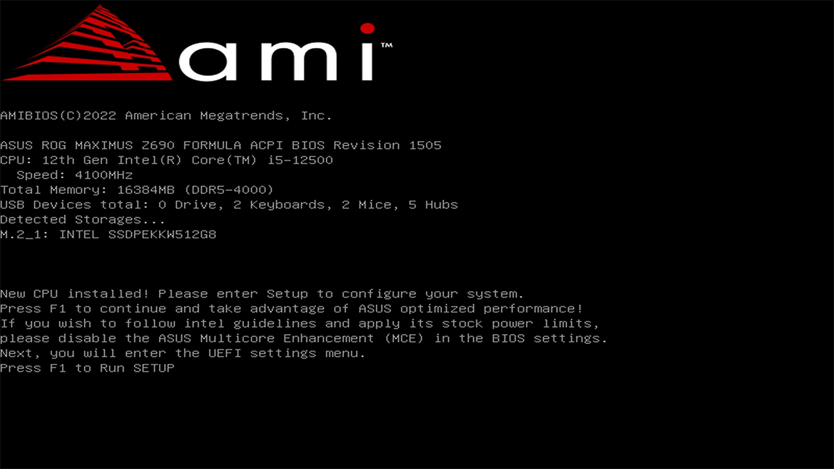 AMI New CPU Installedと表示され起動しない